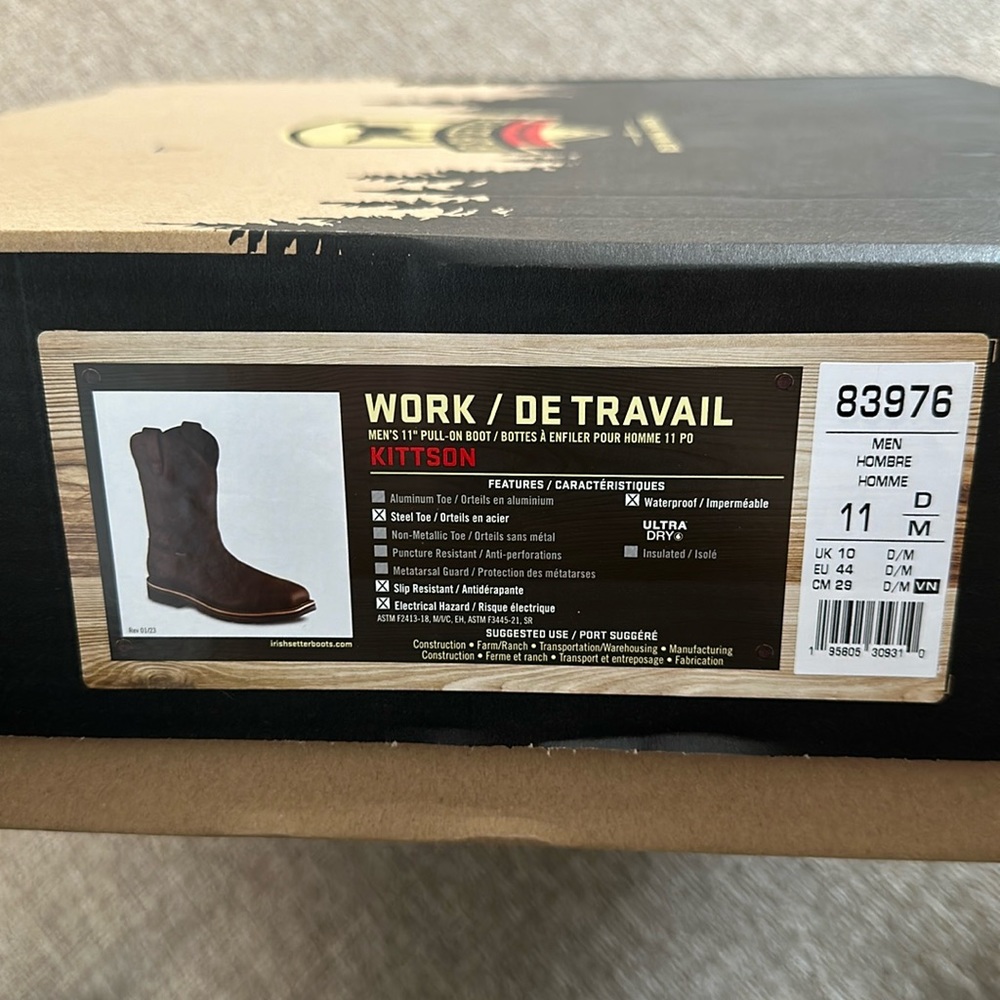NWT! IRISH SETTER RED WING KITTSON BOOT Men’s size 11 work boot steel toe!